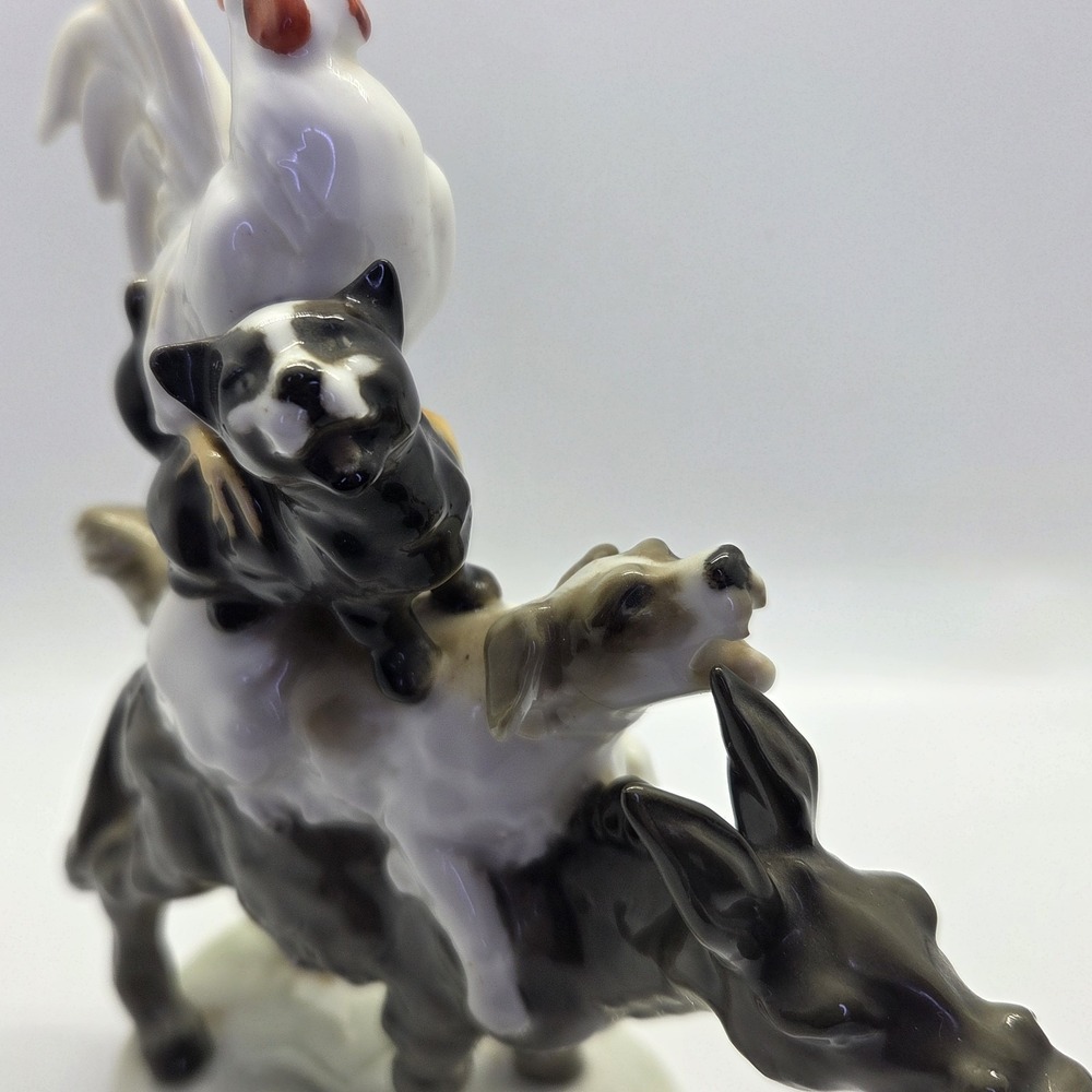 Hutschenreuther Karl Tutter "Bremen Town Musicians" Signed Art Dept Figurine Vtg - Picture 3 of 12